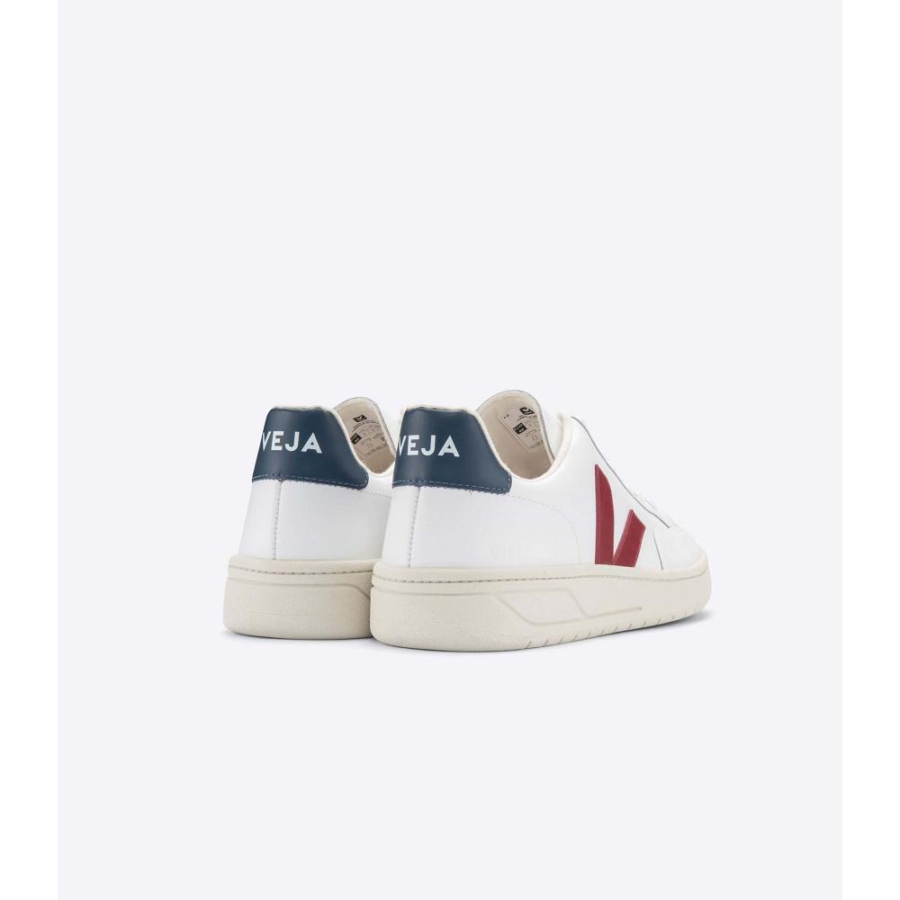 Veja V-12 LEATHER Sneakers Dames White/Red | BE 675FDN